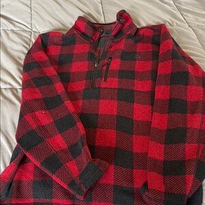 The North Face Red and Black Zip Up Sweater